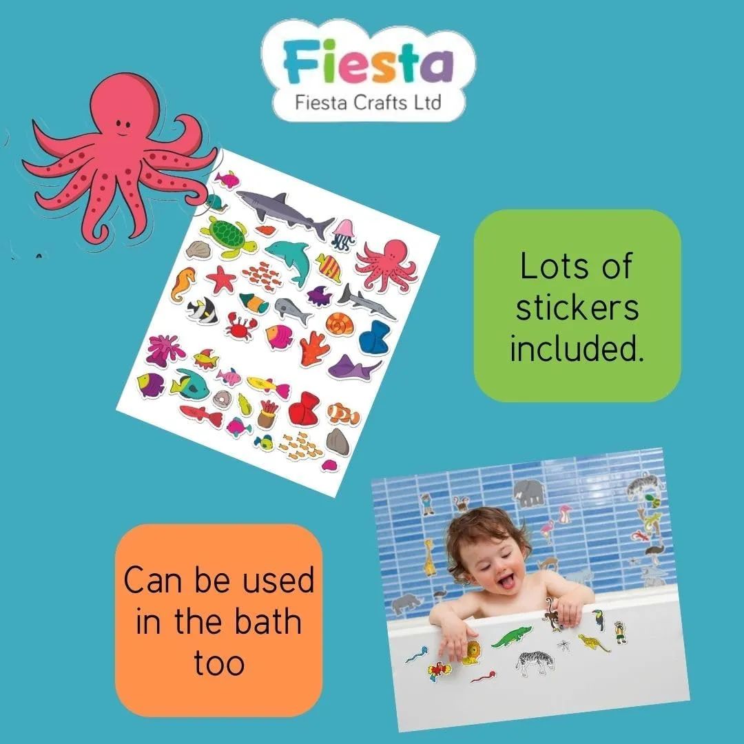 Fiesta Crafts Aquarium Stickabouts Sticker Set for Kids - Resuable Non-Glue Stickers - Learning Educational Activity Toy for Storytelling and Imaginative Play, Ages 3 to 7 Years