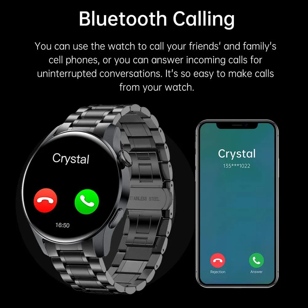 FILIEKEU Bluetooth Calls Smart Watch Men Women Heart Rate Sleep Monitor Steps IP67 Waterproof Sport Fitness Tracker 1.3''Touch Screen Fasion Black Stainless Steel Smart Watches for Android iOS