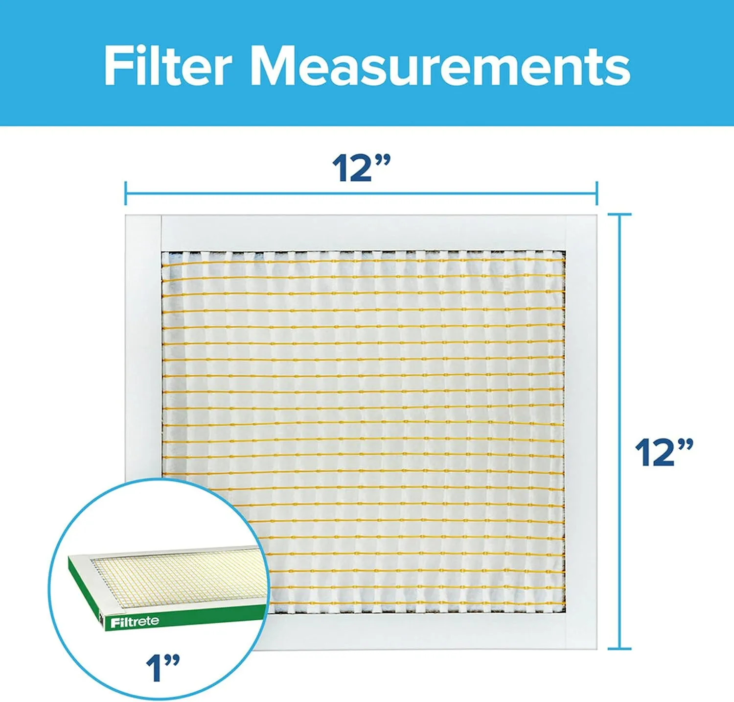 Filtrete 12x12x1 AC Furnace Air Filter, MERV 8, MPR 700, Tough on Pollen, Easy on Airflow, 3-Month Pleated 1-Inch Electrostatic Air Cleaning Filter, 4-Pack (Actual Size 11.813 x 11.813 x 0.81 in )