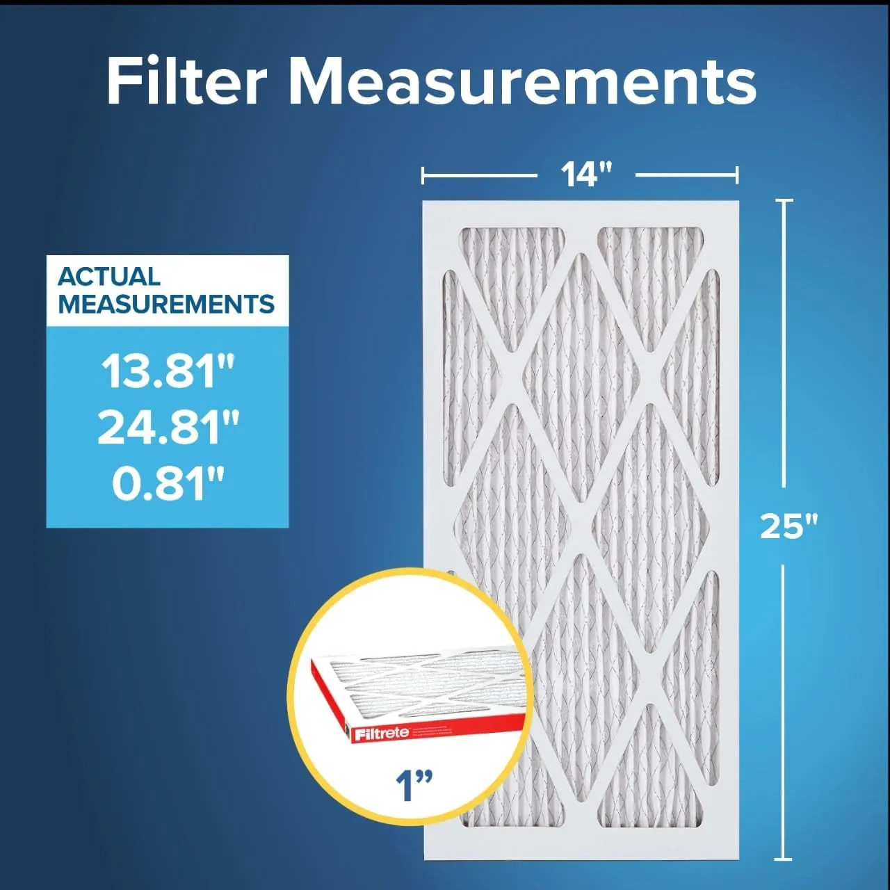 Filtrete 14x25x1 AC Furnace Air Filter, MERV 11, MPR 1000, Micro Allergen Defense, 3-Month Pleated 1-Inch Electrostatic Air Cleaning Filter, 4 Pack (Actual Size 13.81 x 24.81 x 0.81 in)
