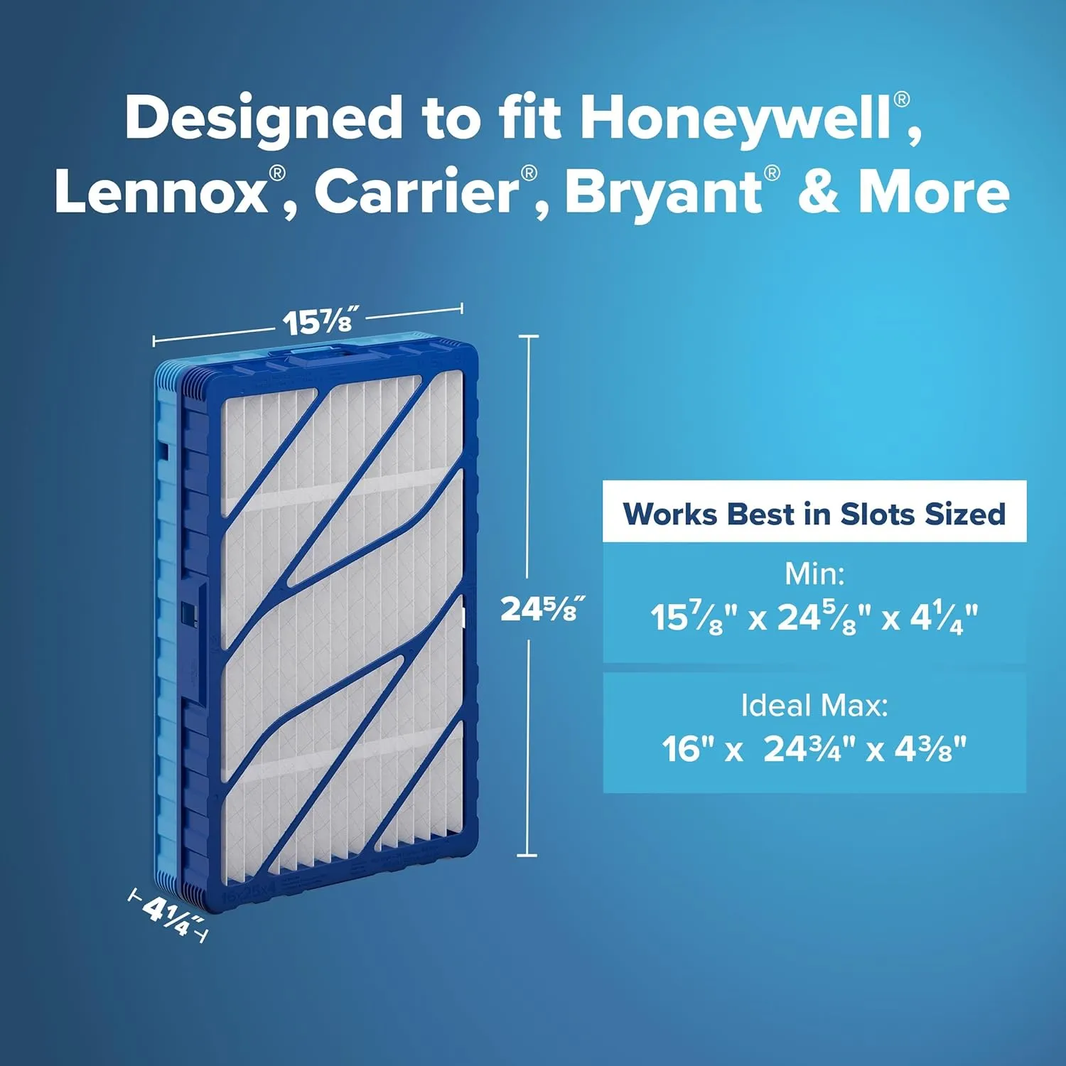 Filtrete 16x25x4 Refillable Air Filter Kit, MPR 1550, MERV 12, Contains 1 Reusable Air Filter Frame & 2 Air Filters, Fits Honeywell & Lenox, Allergen Bacteria & Virus, actual size 15.88 x 24.62 x 4.25