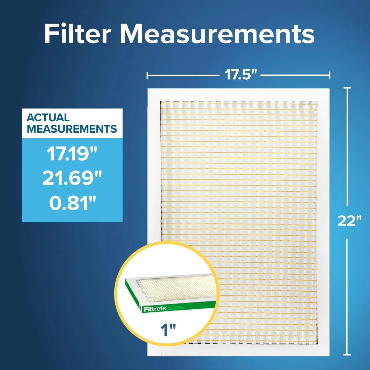 Filtrete 17.5x22x1 AC Furnace Air Filter, MERV 8, MPR 700, Tough on Pollen, Easy on Airflow, 3-Month Pleated 1-Inch Electrostatic Air Cleaning Filter, 4-Pack