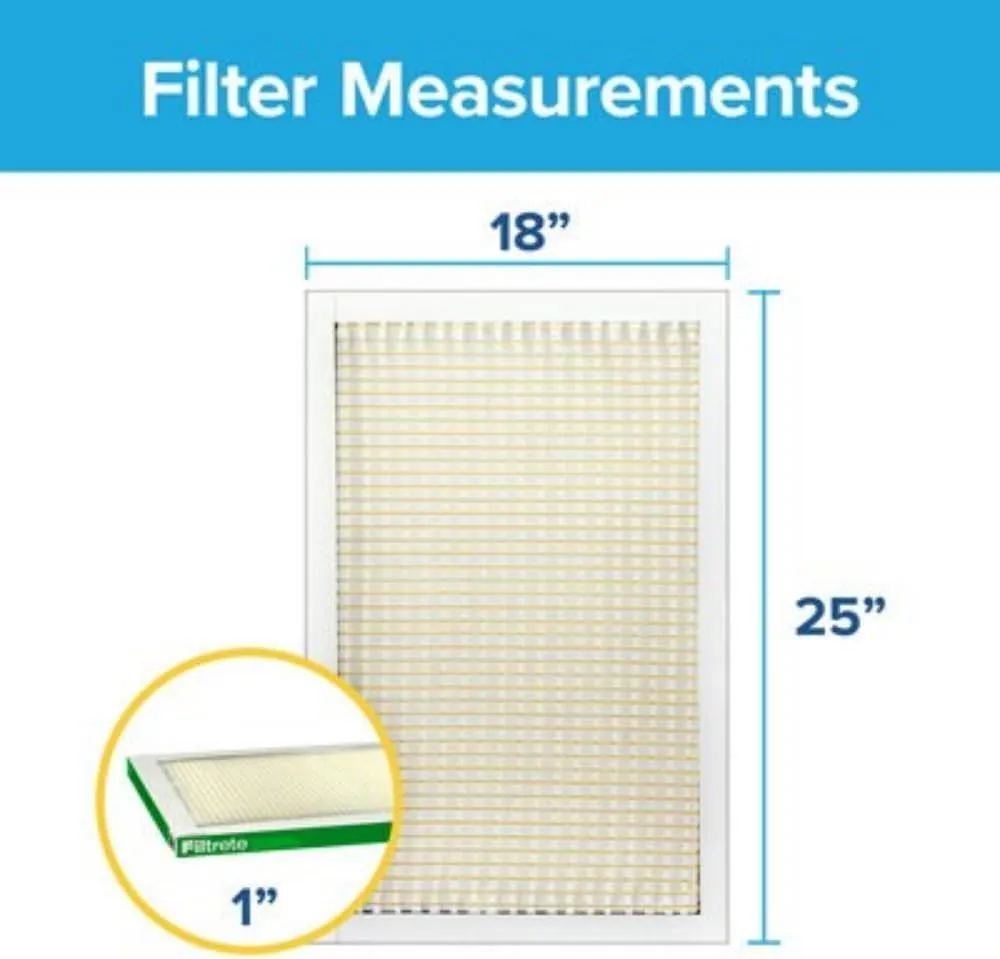 Filtrete 18x25x1 AC Furnace Air Filter, MERV 8, MPR 700, Tough on Pollen, Easy on Airflow, 3-Month Pleated 1-Inch Electrostatic Air Cleaning Filter, 4-Pack