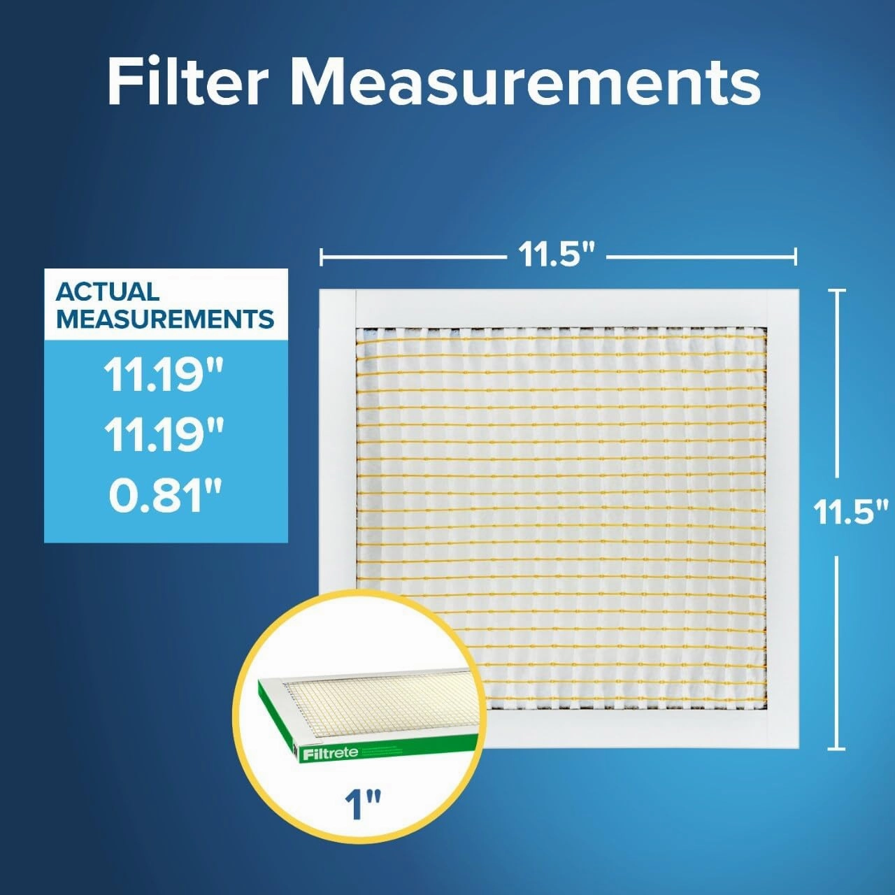 Filtrete 11.5x11.5x1 AC Furnace Air Filter, MERV 8, MPR 700, Tough on Pollen, Easy on Airflow, 3-Month Pleated 1-Inch Electrostatic Air Cleaning Filter, 4-Pack