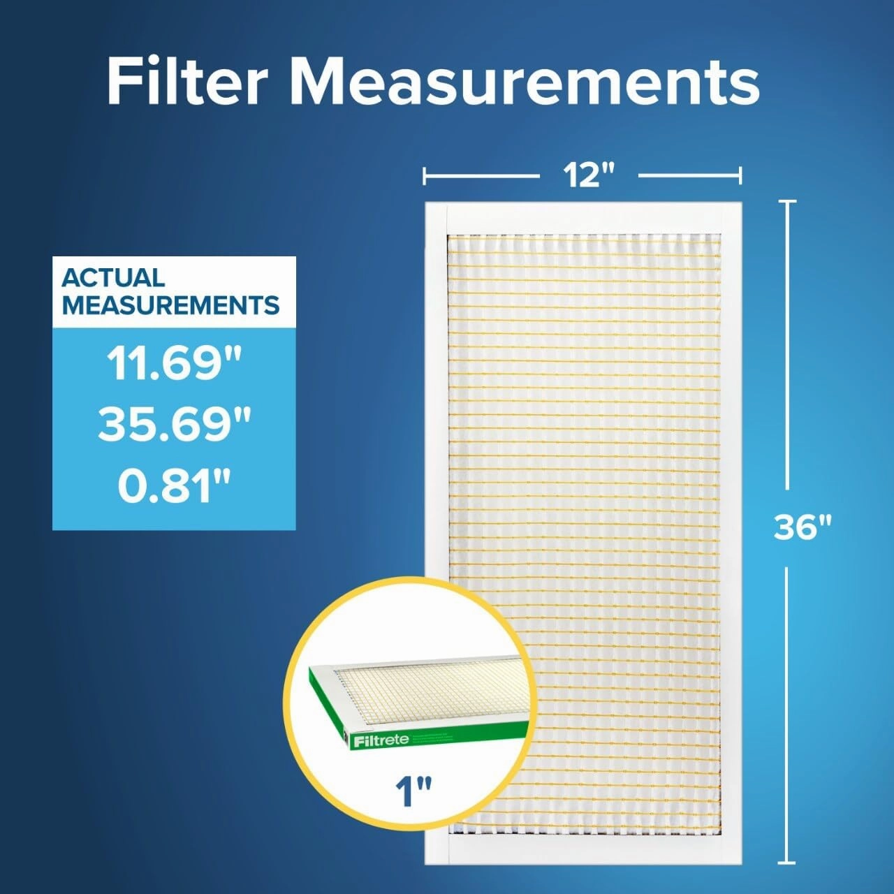 Filtrete 12x36x1 AC Furnace Air Filter, MERV 8, MPR 700, Tough on Pollen, Easy on Airflow, 3-Month Pleated 1-Inch Electrostatic Air Cleaning Filter, 4-Pack