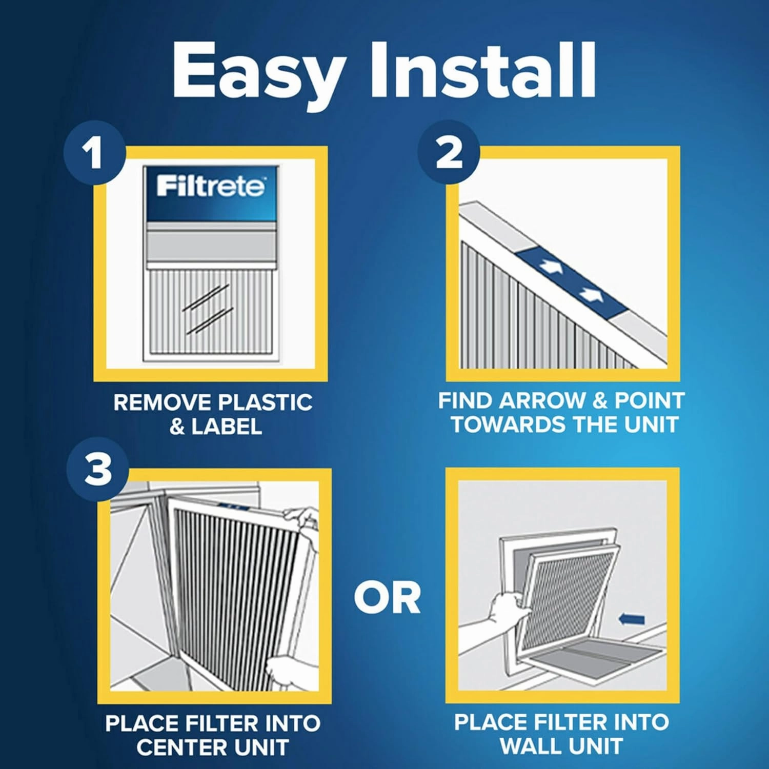 Filtrete 14x14x1 AC Furnace Air Filter, MERV 8, MPR 700, Tough on Pollen, Easy on Airflow, 3-Month Pleated 1-Inch Electrostatic Air Cleaning Filter, 4-Pack (Actual Size 13.688 x 13.688 x 0.78 in )