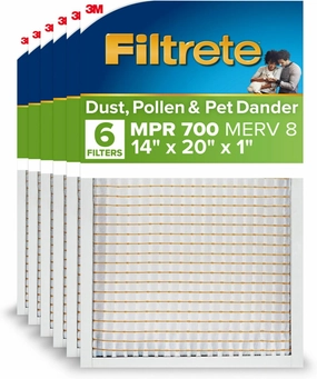 Filtrete™ MPR 700 Electrostatic Air Filter 705-6PK-EC, 14 in x 20 in x 1 in (35.5 cm x 50.8 cm x 2.5 cm), 1 packs per case