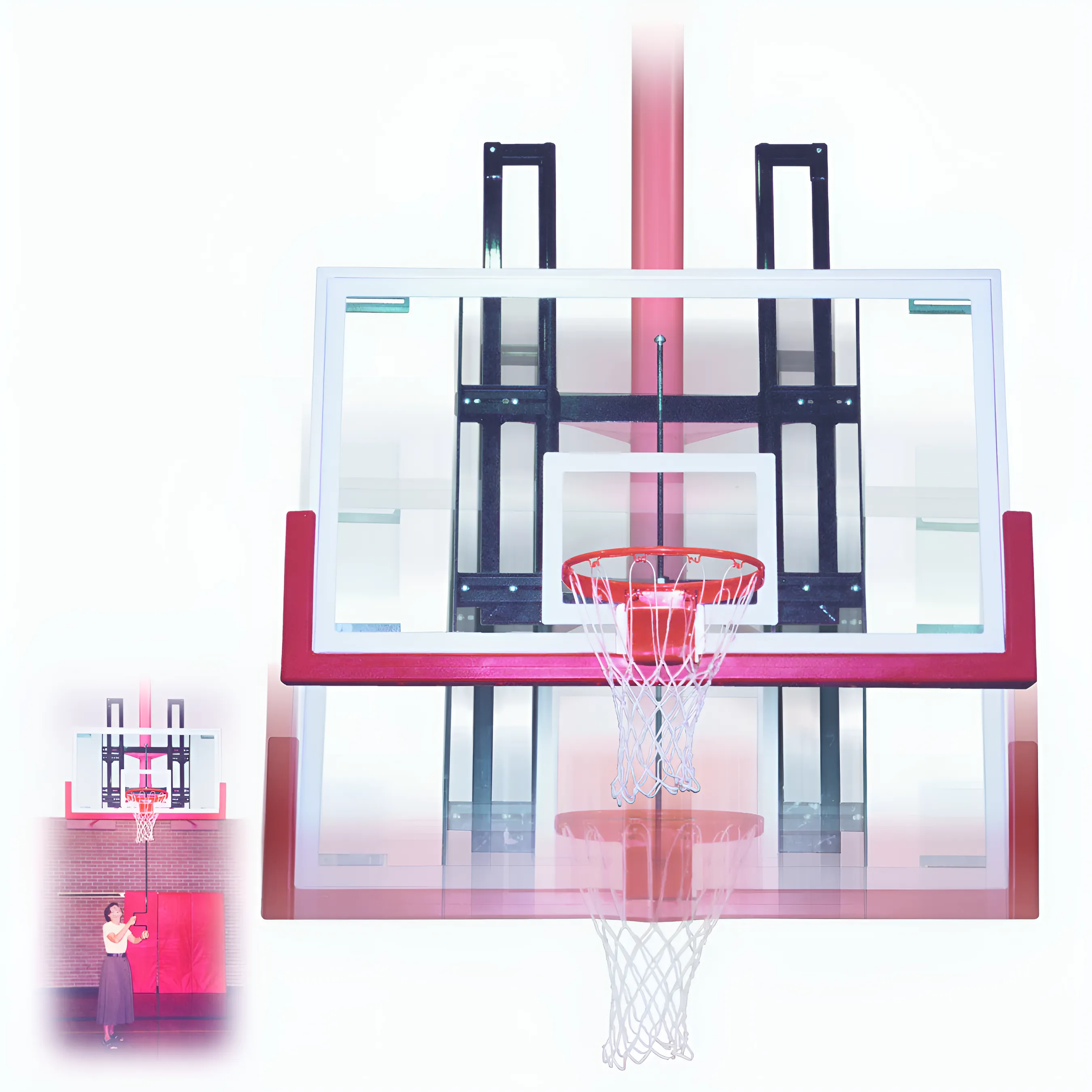 FIRST TEAM SUPERMOUNT01 AGGRESSOR WALL MOUNTED BASKETBALL HOOPS- 42"X60" STEEL