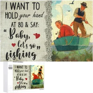 Fisherman Couple 1000 Piece Jigsaw Puzzles for Adults and Kids - Fishing Puzzle Challenging Educational Toys Gifts for Home Kitchen Wall Decor Family Activities