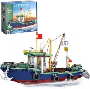 Fishing Boat Building Blocks Set, City Marine Theme Model Kit for Ocean Exploration and Sea Lovers, Boat Ship Toys for Kids Boys Girls (582 PCS)