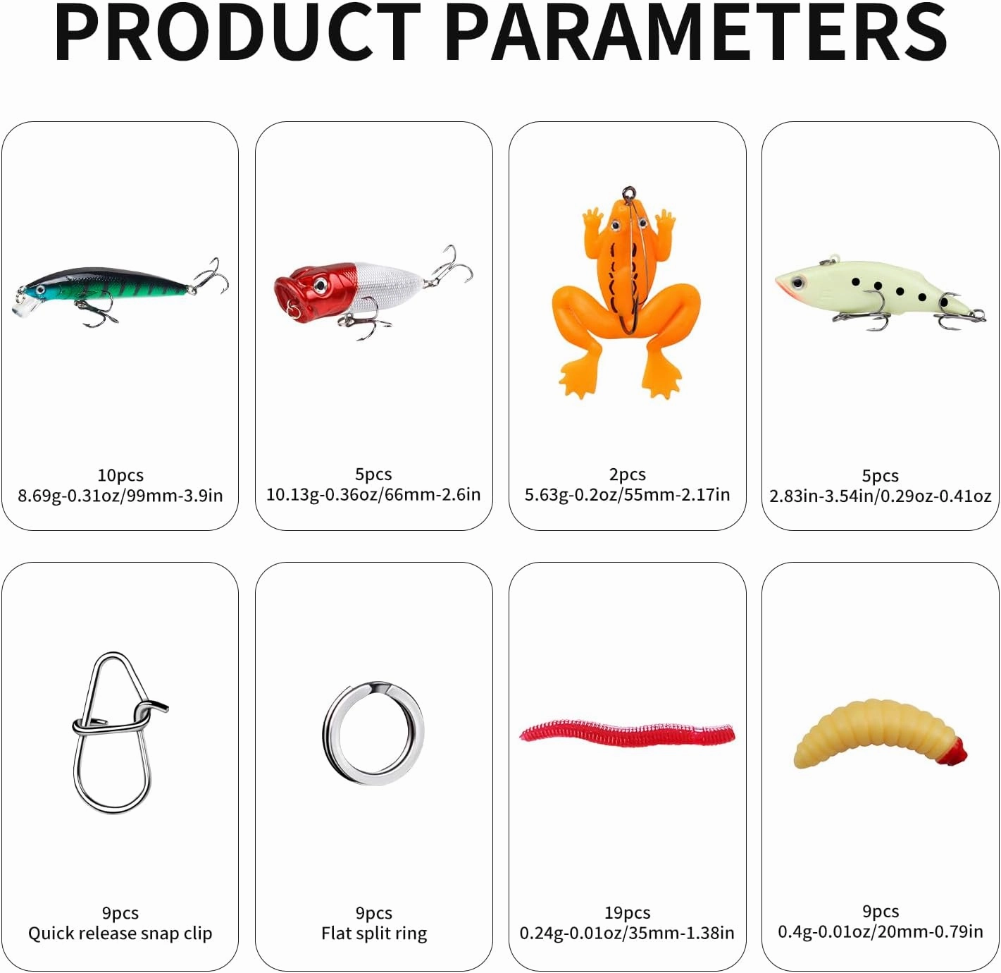 Fishing Artificial Lures Kit Mixed Including Front Diving Fin Minnow Surface Popper Crank Baits Pencil VIB with Hook and Soft Lures Accessories for Saltwater Freshwater Trout Bass Tackle Gift Set