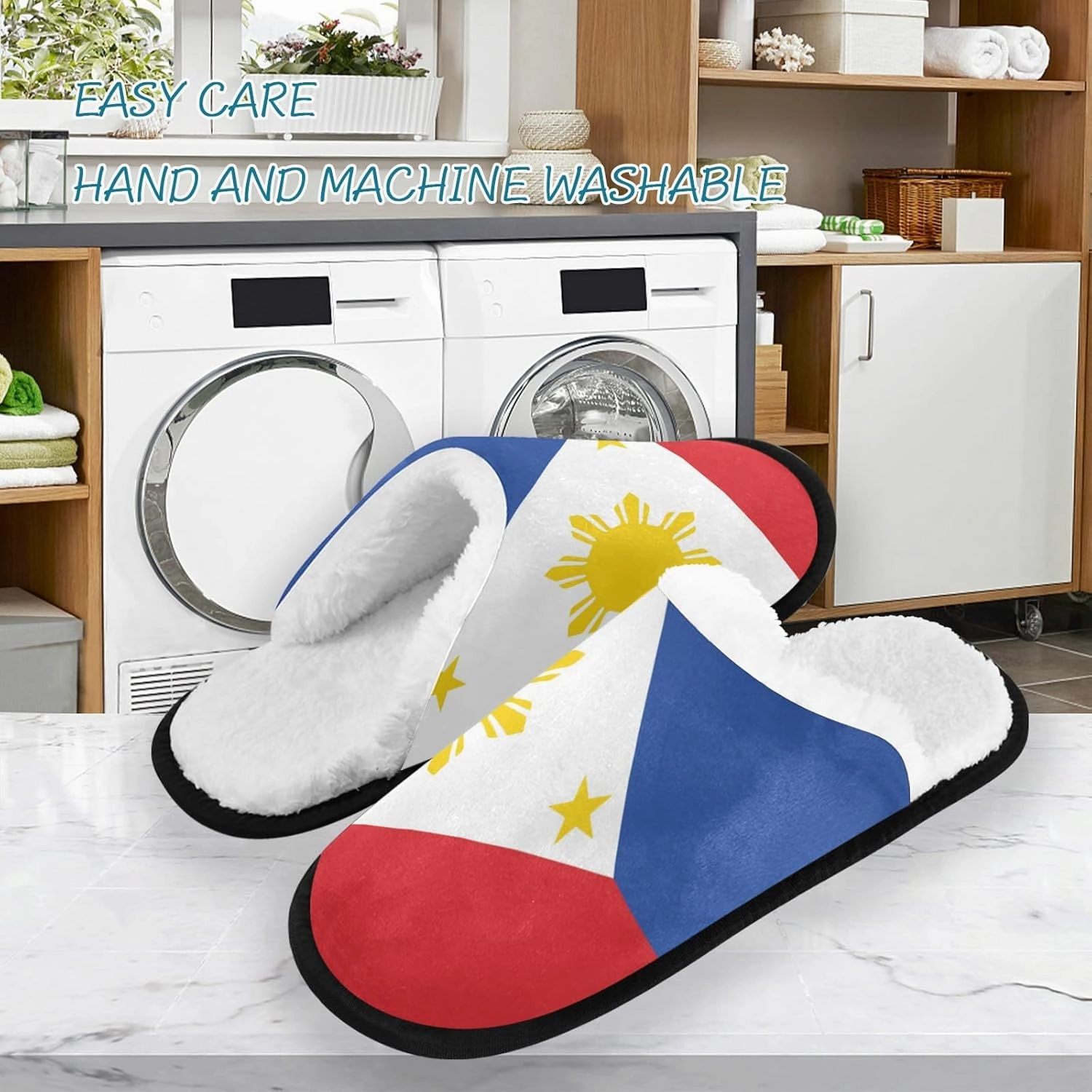 Fisyme Slippers Soft Non-Slip Indoor House Slippers Home Shoes For Bedroom Hotel Travel Spa