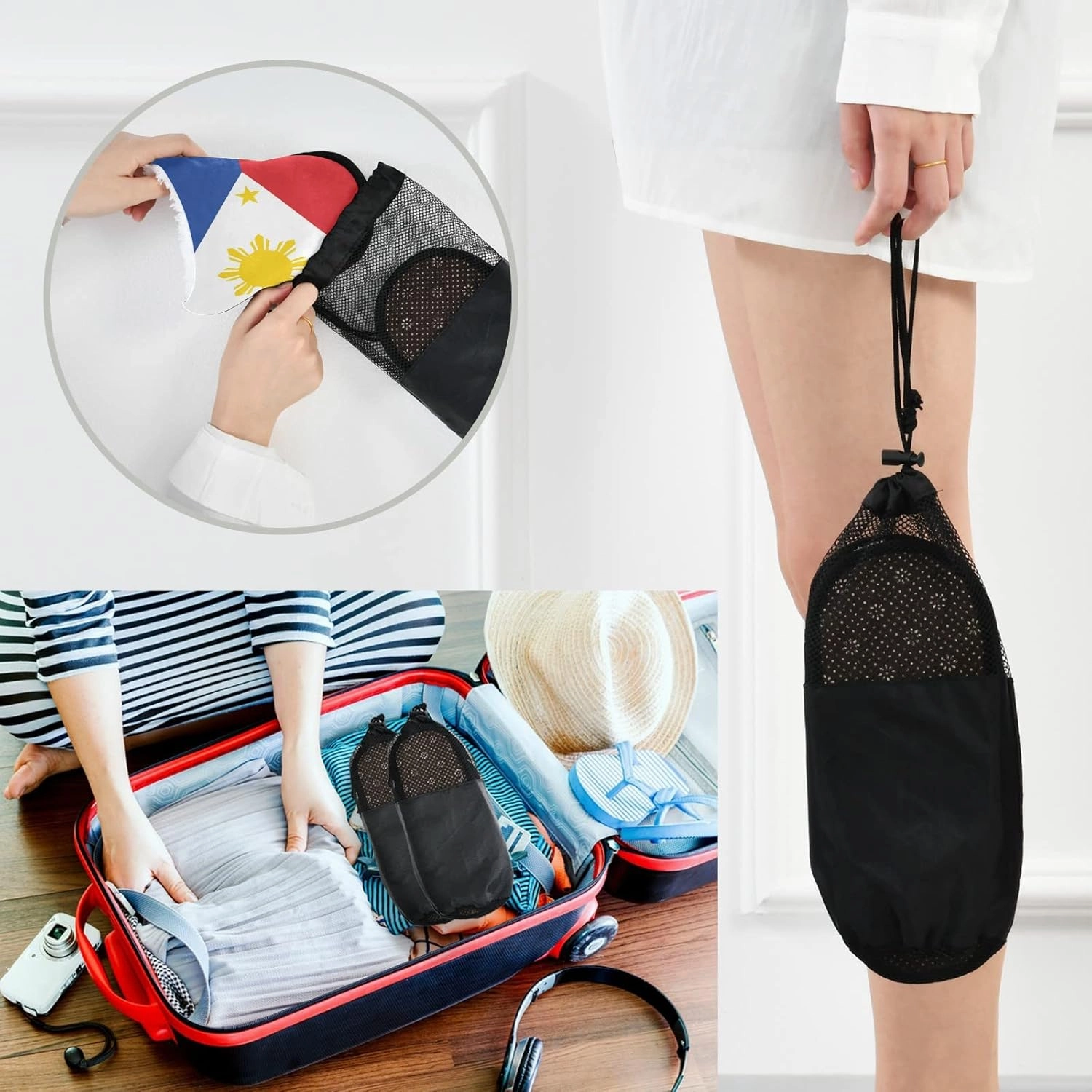 Fisyme Slippers Soft Non-Slip Indoor House Slippers Home Shoes For Bedroom Hotel Travel Spa