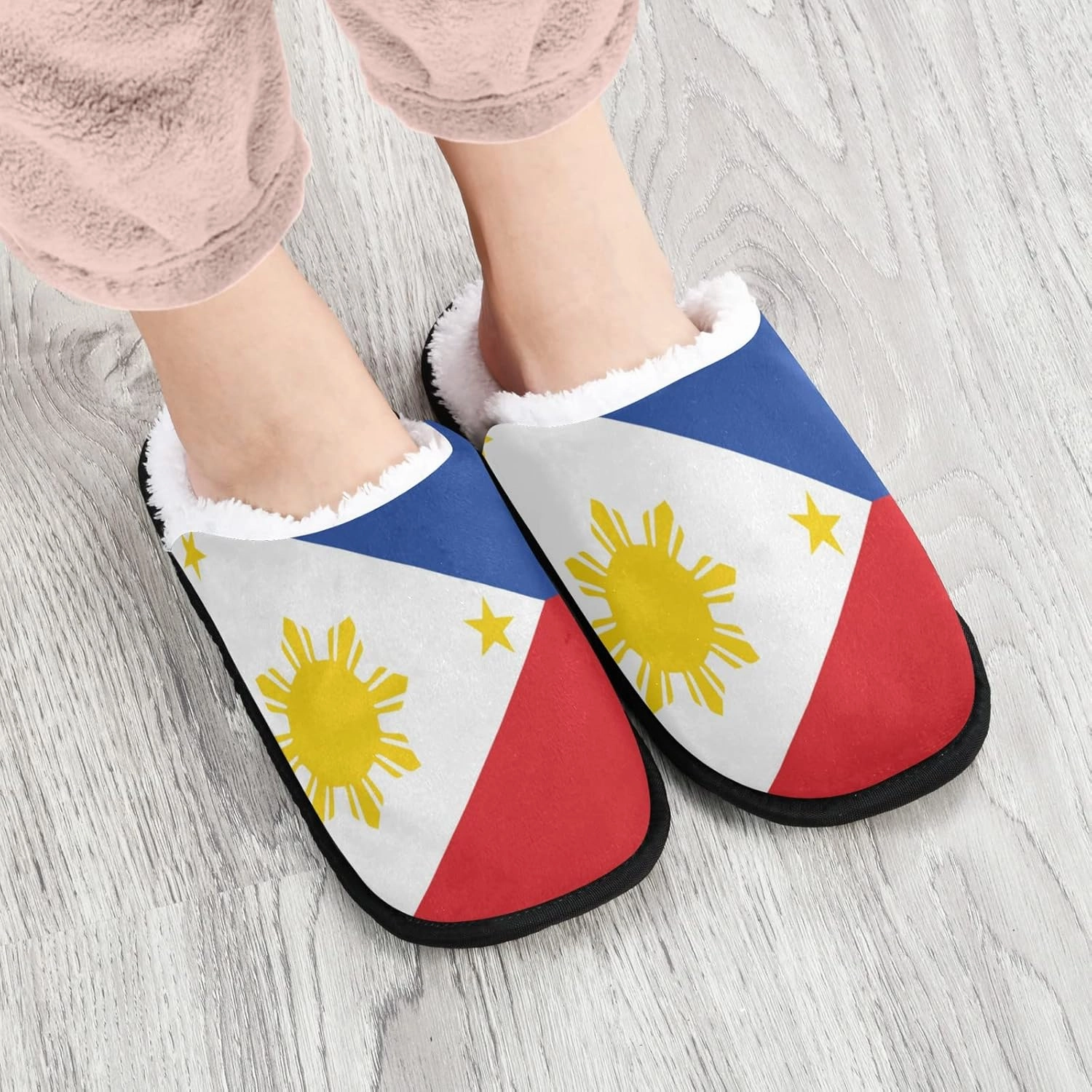 Fisyme Slippers Soft Non-Slip Indoor House Slippers Home Shoes For Bedroom Hotel Travel Spa