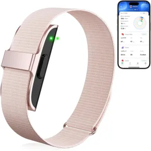 Fitness Tracker Screenless Smart Health Wristband, Wearable Health Multiple Sports Mode, Automatic Monitoring with Pedometer/Sleep/Stress/Calories, IP68 Waterproof Free APP for Women Men Pink