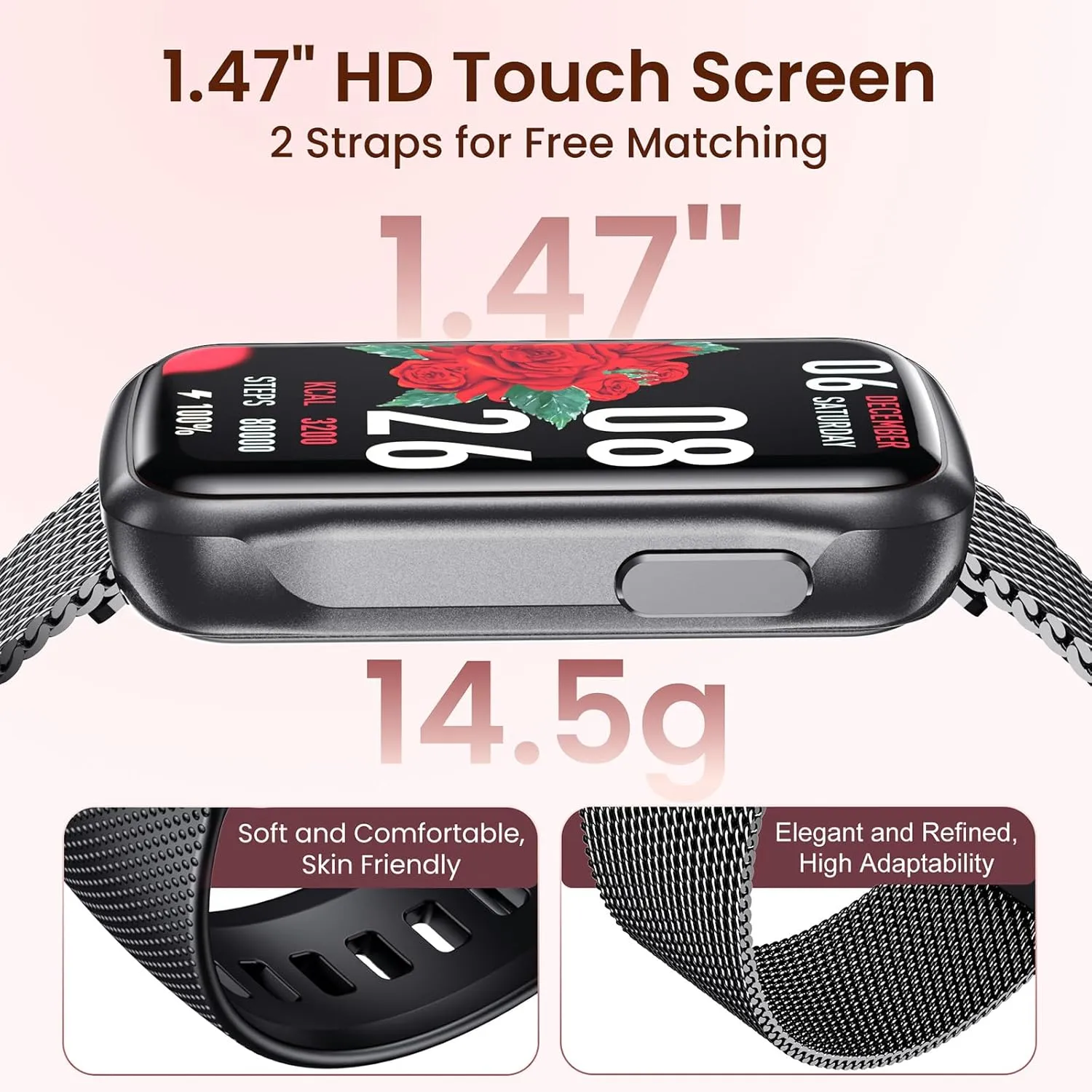 Fitness Tracker Smart Watch for Men: Health Activity Trackers with Heart Rate Blood Oxygen Sleep Monitor Step Counter Sport 1.47" Touchscreen IP68 Waterproof Smartwatch Compatible Android iOS