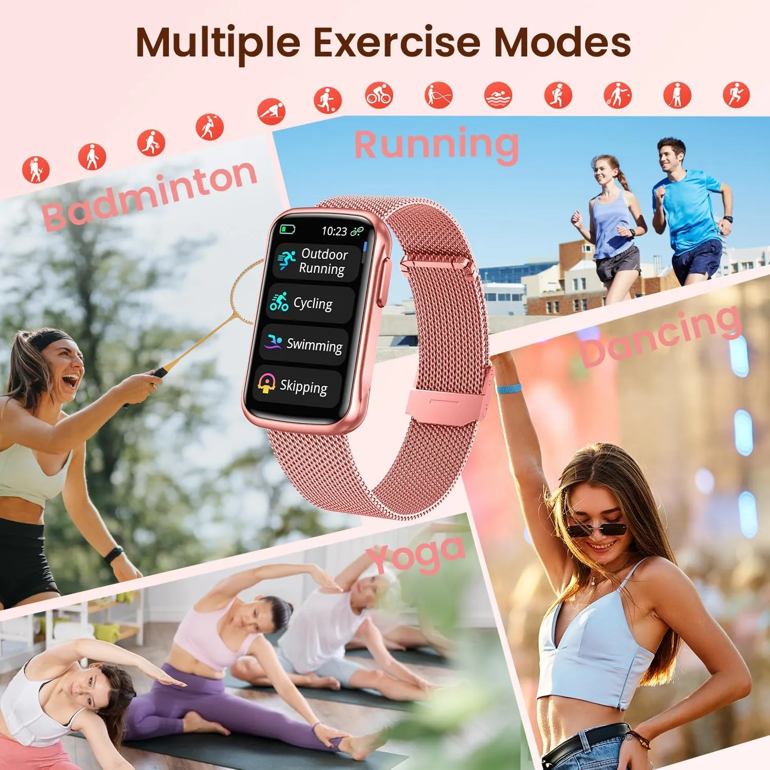 Fitness Tracker Smart Watch for Women: 1.47" Touchscreen Bluetooth Health Activity Trackers with SpO2 Monitor Sports Modes Step Counter Sport IP68 Waterproof Smartwatch Compatible Android and iOS