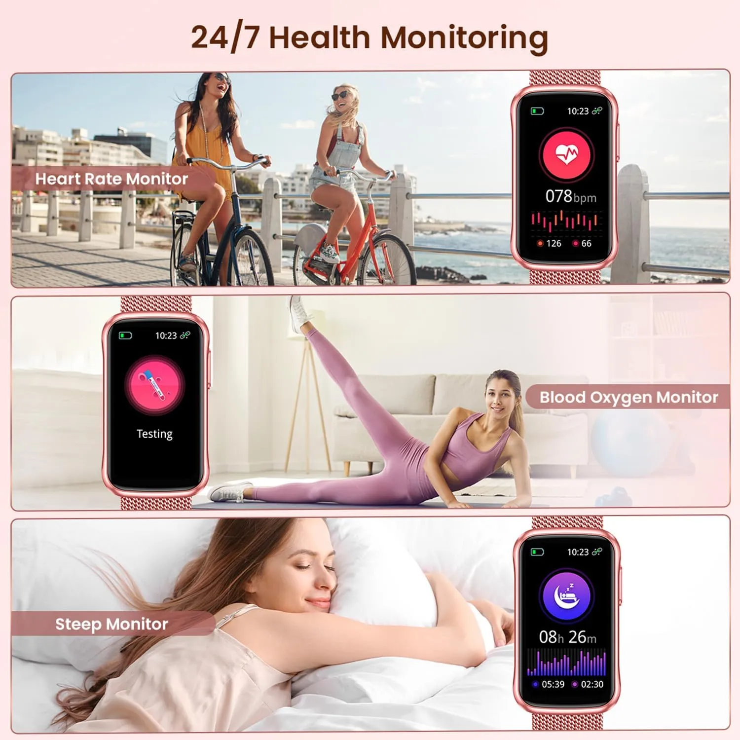 Fitness Tracker Smart Watch for Women: 1.47" Touchscreen Bluetooth Health Activity Trackers with SpO2 Monitor Sports Modes Step Counter Sport IP68 Waterproof Smartwatch Compatible Android and iOS