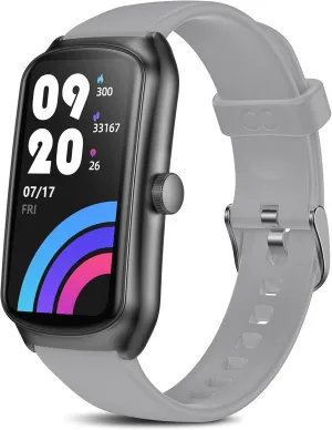 Fitness Tracker with 24/7 Heart Rate/Swimming/Sleep/Calorie/Step Tracker, IP68 Waterproof Smart Watch 100  Sports Modes, Fitness Watch for Women Men (Gray, fits 5.5-7.87 inch Wrist)