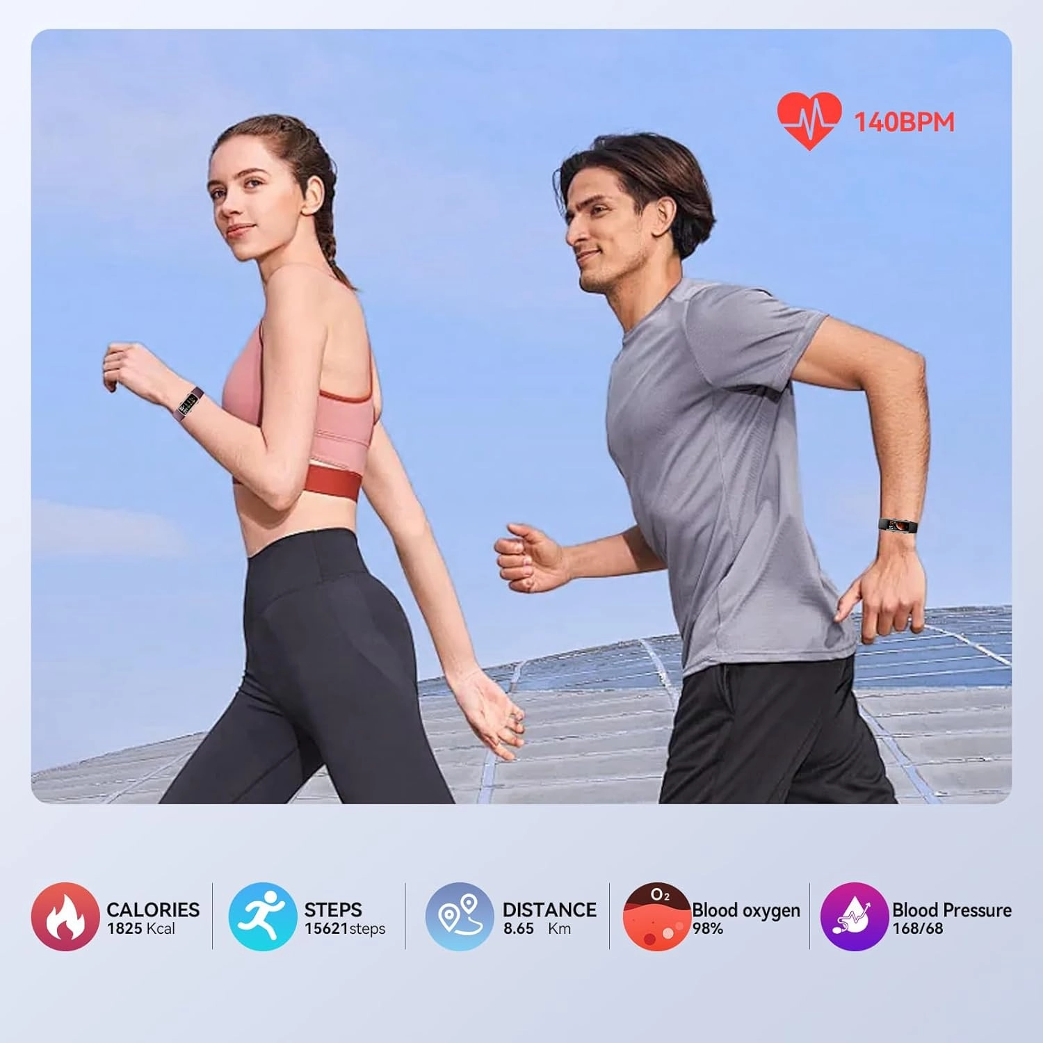 Fitness Tracker, 25 Sports Modes, Heart Rate/Blood Oxygen and Pressure Monitor Sleep Step Tracker/Carolies Waterproof Smartwatch Smart Bracelet for Android and iOS Phone (Blue)