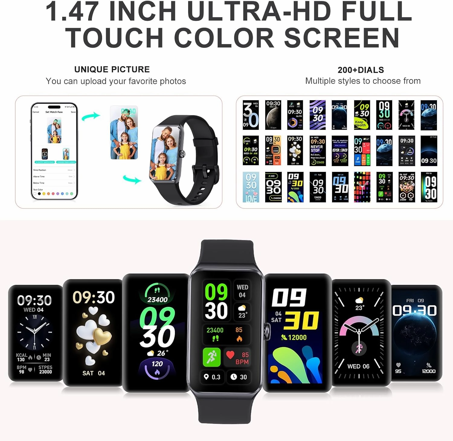 Fitness Tracker, Fitness Watch with 24/7 Heart Rate, Blood Pressure, Step Counter Sleep Tracking, Activity Pedometer for Women Men