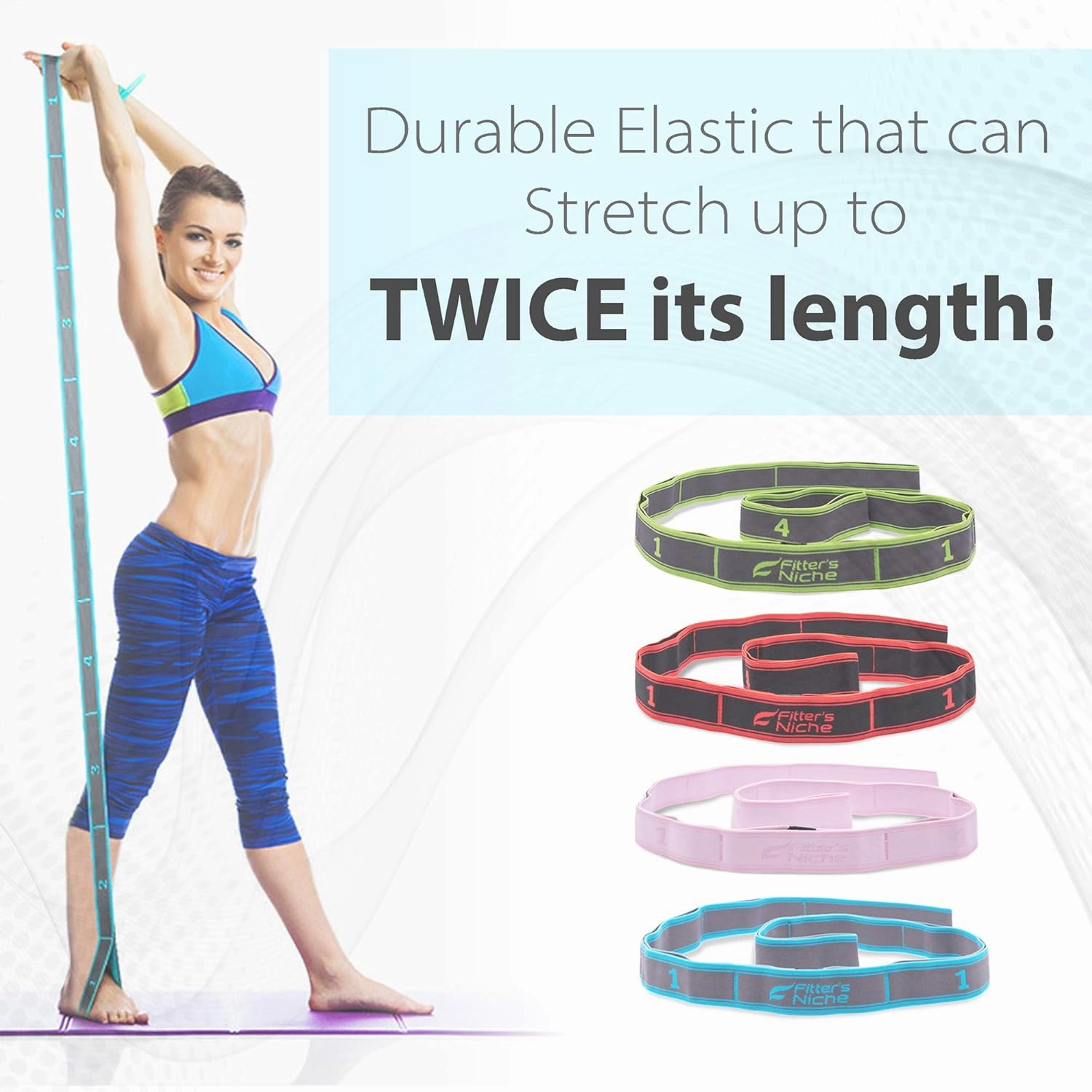 Fitter's Niche Soft High Elastic Stretching Band for Indoor Exercise Warm up Rehab Physical Therapy Recovery Flexibility Hamstring with E - book