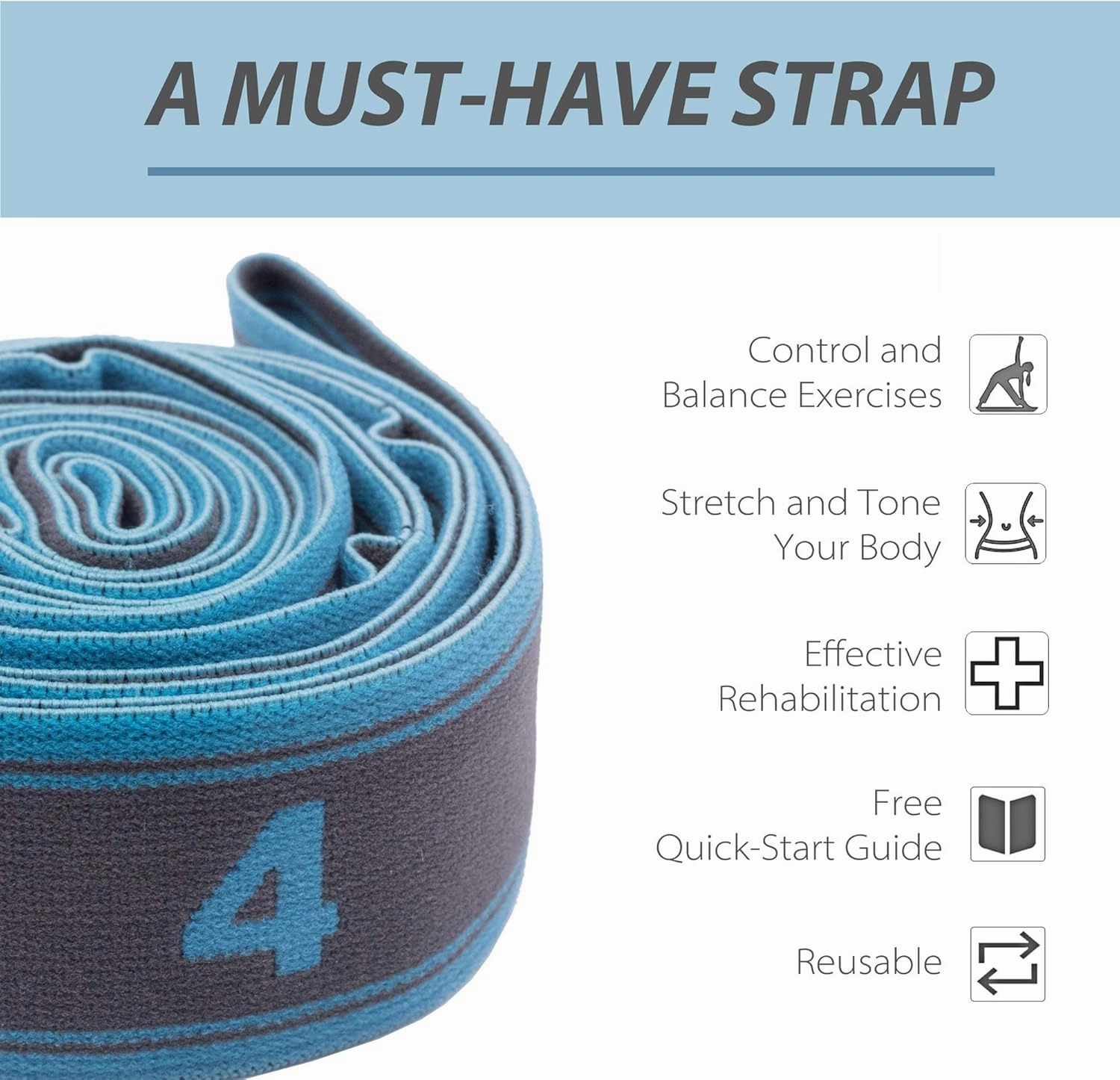 Fitter's Niche Soft High Elastic Stretching Band for Indoor Exercise Warm up Rehab Physical Therapy Recovery Flexibility Hamstring with E - book