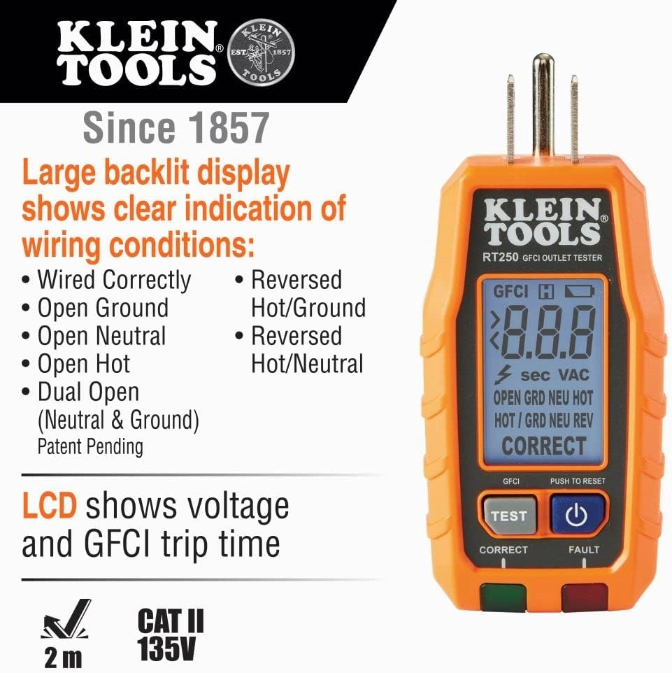FLIR ONE EDGE PRO Wireless 160 × 120 IR camera & Klein Tools RT250 GFCI Outlet Tester with LCD Display, Electric Voltage Tester for Standard 3-Wire 120V Electrical Receptacles