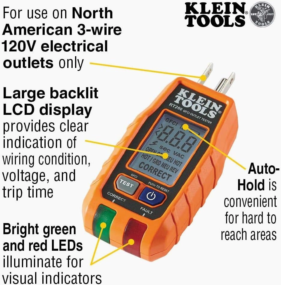 FLIR ONE EDGE PRO Wireless 160 × 120 IR camera & Klein Tools RT250 GFCI Outlet Tester with LCD Display, Electric Voltage Tester for Standard 3-Wire 120V Electrical Receptacles