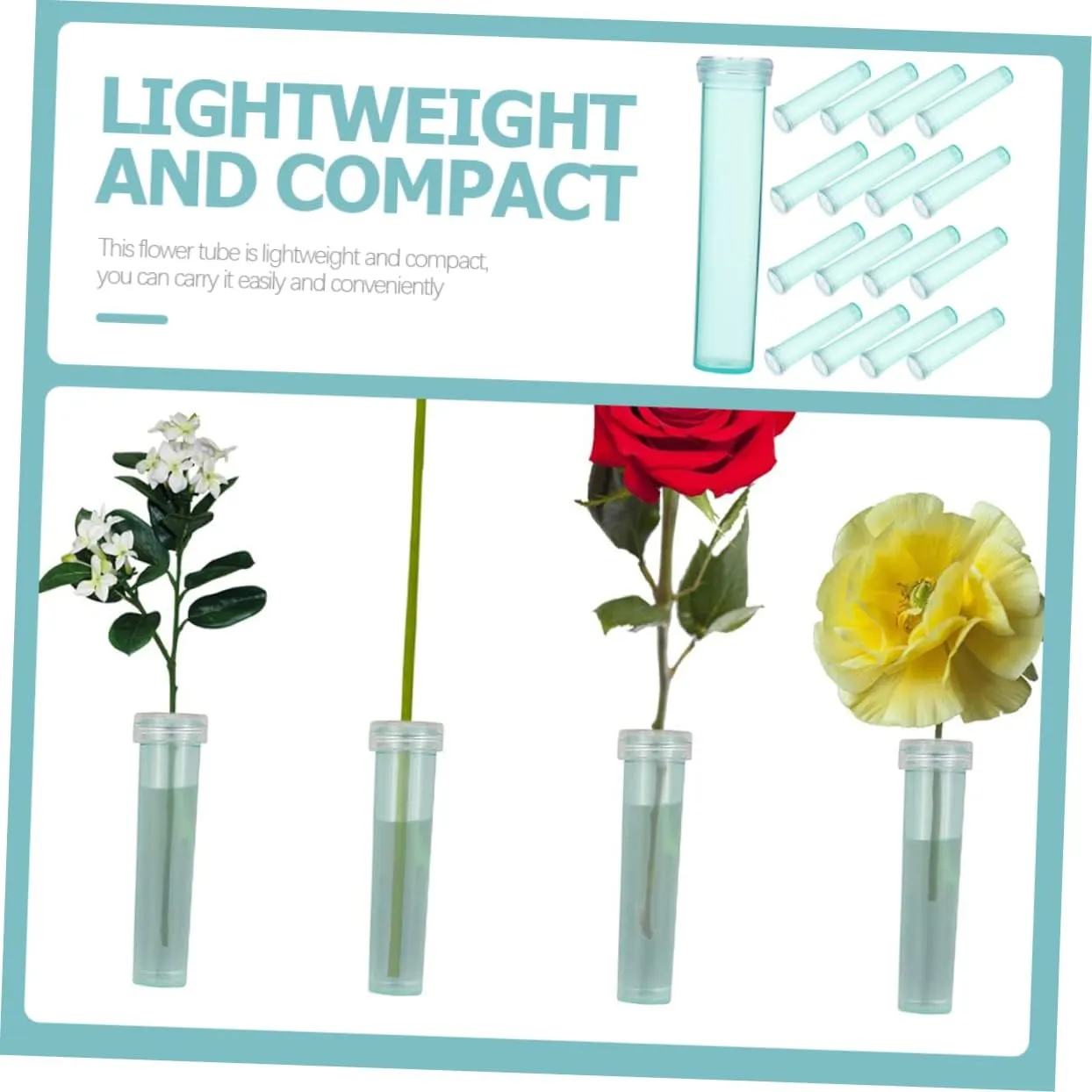 Floral Tube Fresh Flower Water Tube for Carnations Roses Sunflowers Reusable Caps 1 Set of Plastic Flower Vials