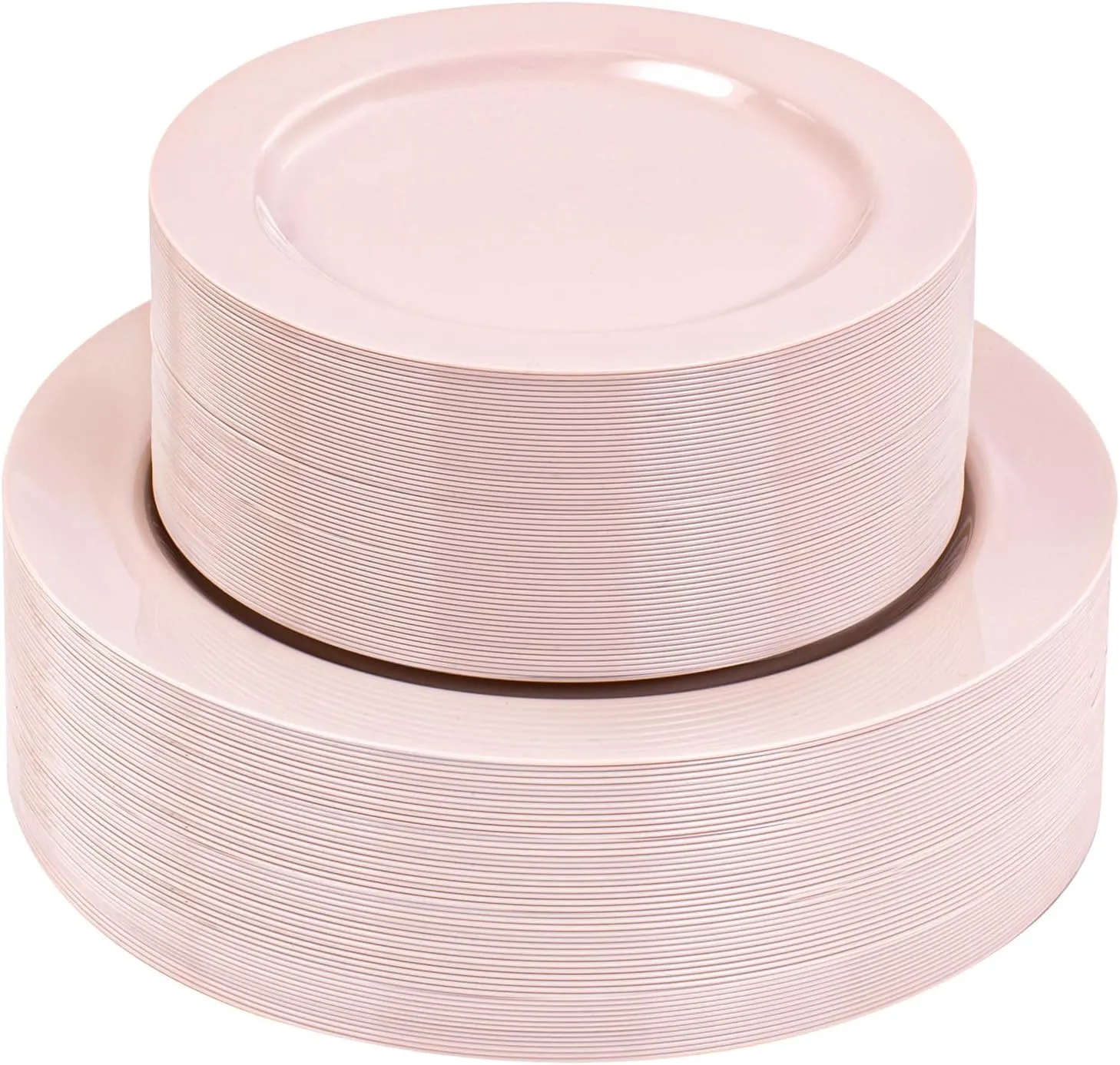 FLOWERCAT 100PCS Pink Plastic Plates - Heavy Duty Pink Party set Disposable serve for 50 guests -10.25inch Dinner   7.5inch Dessert/Salad Plates for Easter,Mother's Day