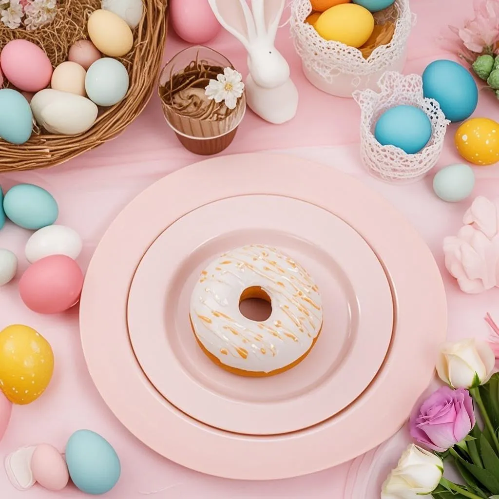 FLOWERCAT 100PCS Pink Plastic Plates - Heavy Duty Pink Party set Disposable serve for 50 guests -10.25inch Dinner   7.5inch Dessert/Salad Plates for Easter,Mother's Day