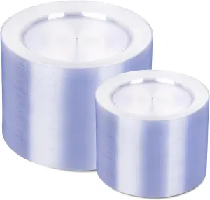 FLOWERCAT 200PCS Clear Plastic Plates Disposable Plates for Party - Heavy Duty Plastic Plates - 100 10"Dinner Plates and 100 7" Salad Plates for Weddings, Easter Parties and Events