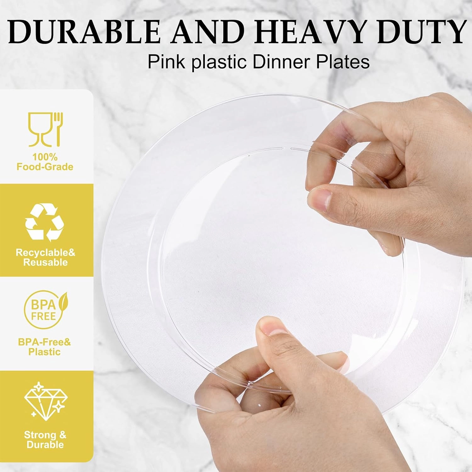 FLOWERCAT 200PCS Clear Plastic Plates Disposable Plates for Party - Heavy Duty Plastic Plates - 100 10"Dinner Plates and 100 7" Salad Plates for Weddings, Easter Parties and Events