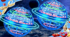 Flying Orb Ball 2 Pack,Cosmic Globe Boomerang Ball with LED Lights,Hover Fly Orb Ball Flying Spinner Mini Drone,Flying Ball Drone Toy,Christmas Birthday Gifts for Boys Girls(Blue*2)