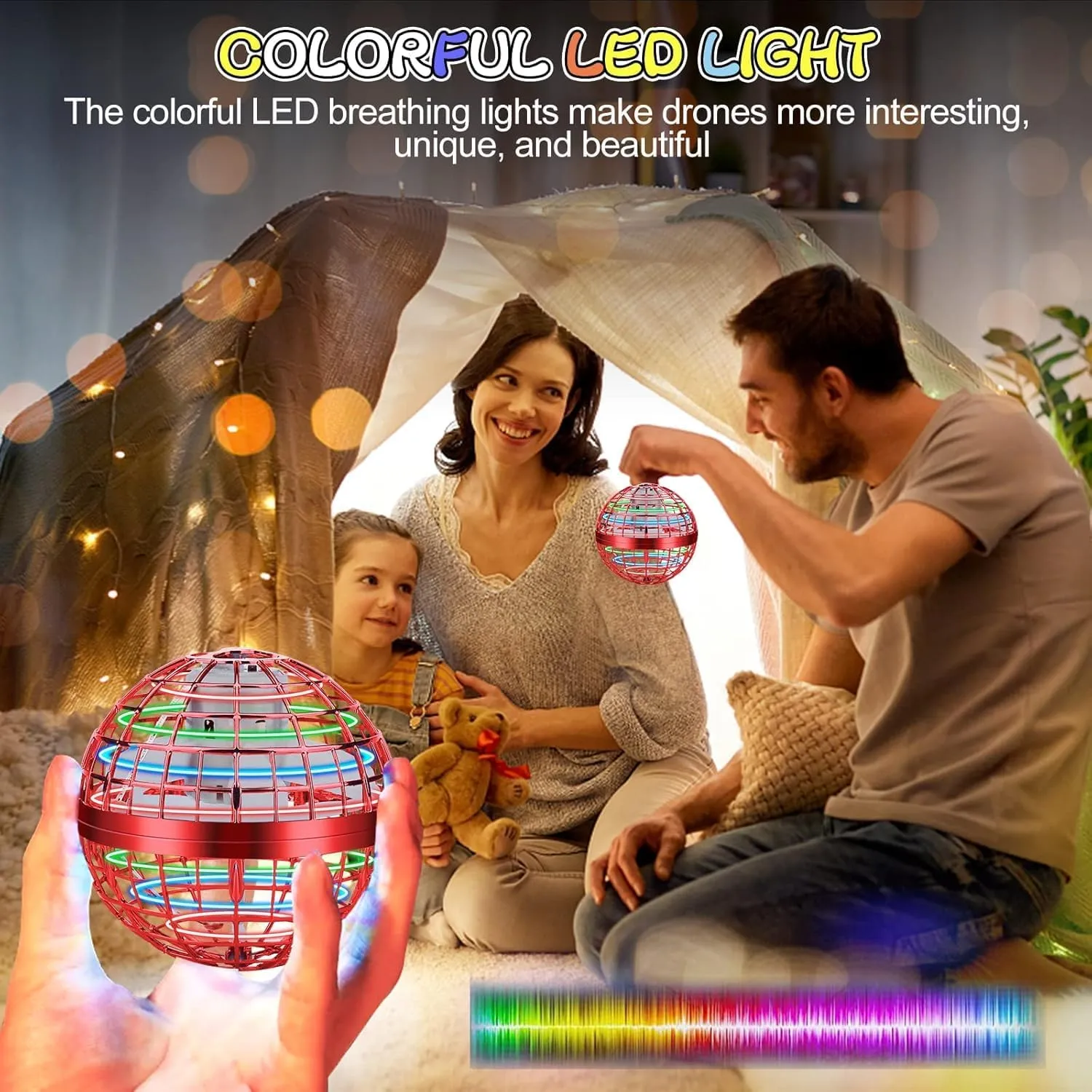 Flying Orb Ball Toy Flying Space Orb Magic Flying Ball Toy, 360° Rotating Hover Ball Cool Toy, Flying Spinner Toys Space Boomerang Ball with LED Lights for Kids Adult Christmas Birthday Gift