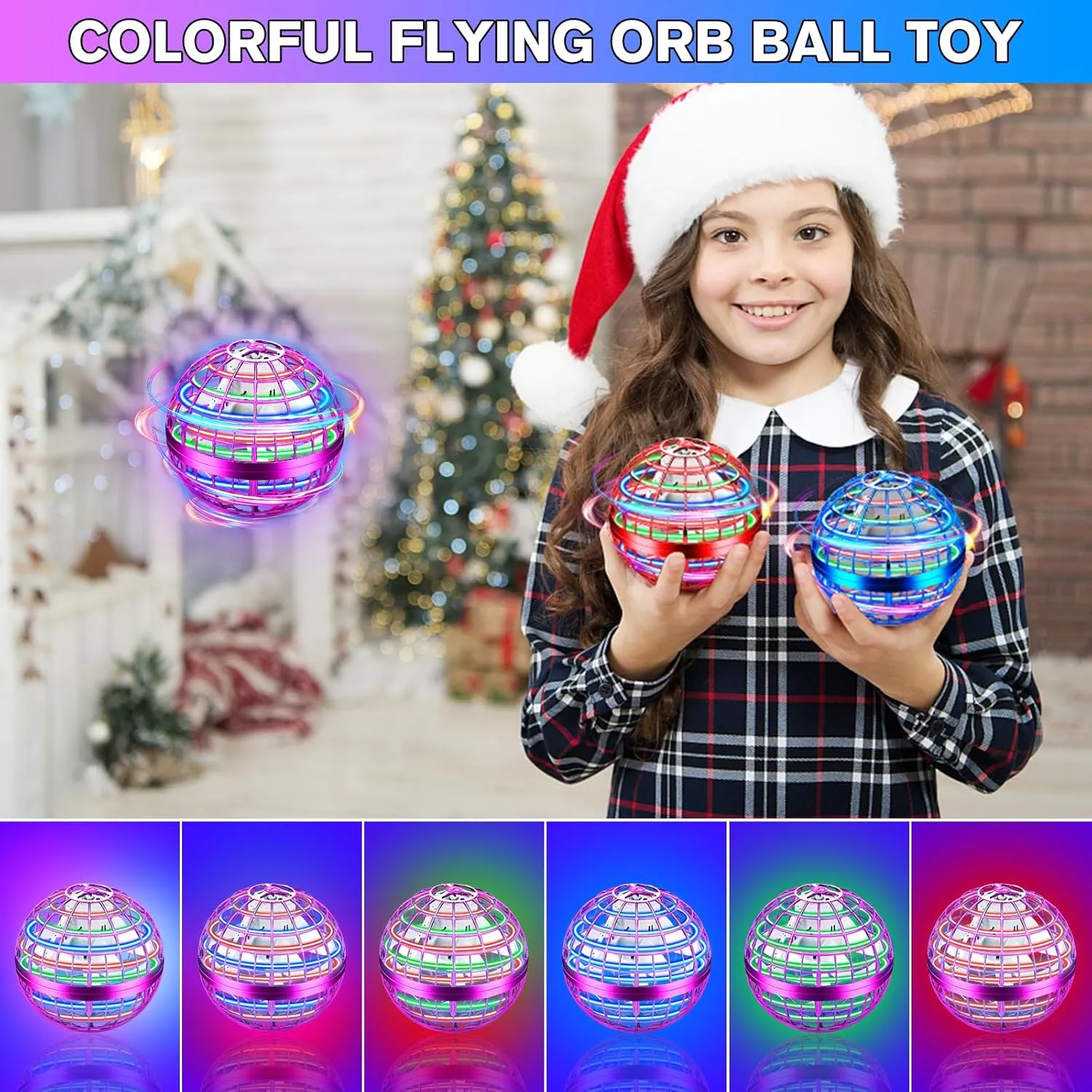 Flying Orb Ball Toy,Flying Ball Drone Hand Controlled, Flying Hover Ball Toys with LED Light, Cool Toys Birthday Gift, Cosmic Globe Boomerang Ball for Boys and Girls (Purple)