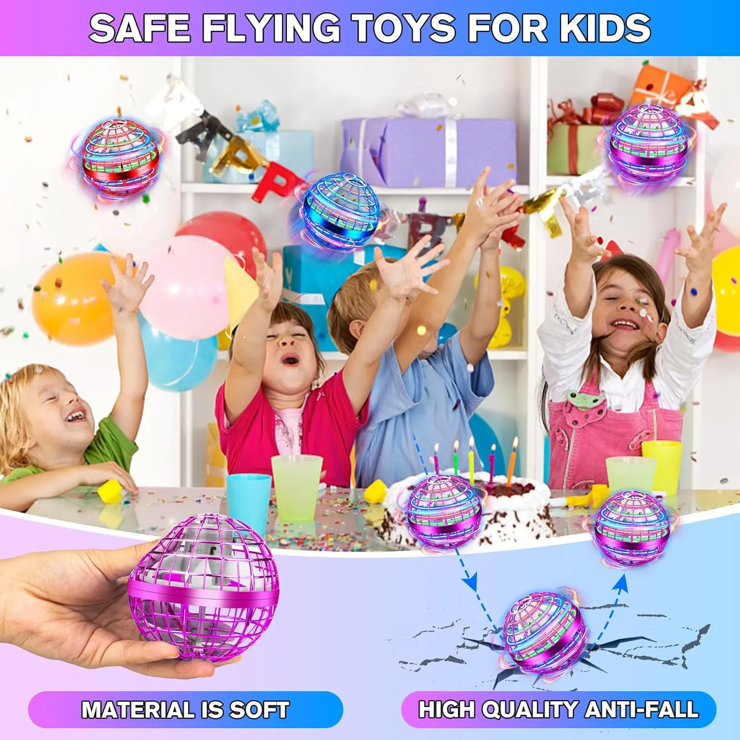 Flying Orb Ball Toy,Flying Ball Drone Hand Controlled, Flying Hover Ball Toys with LED Light, Cool Toys Birthday Gift, Cosmic Globe Boomerang Ball for Boys and Girls (Purple)