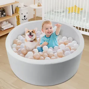 Foam Ball Pit for Toddlers Soft Round Baby Playpen Ball Pool for Kids 35.4"x 11.8" Memory Sponge Ball Pit Indoor Outdoor Baby Game Place Gift Toys for Infants Boys and Girls (Gray, NO Balls)