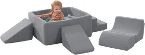 Foam Climbing Blocks for Toddlers, Kids Toys With Large Ball Pit (No Ball Included), Soft Play for Indoor Crawling, Sliding and Playing