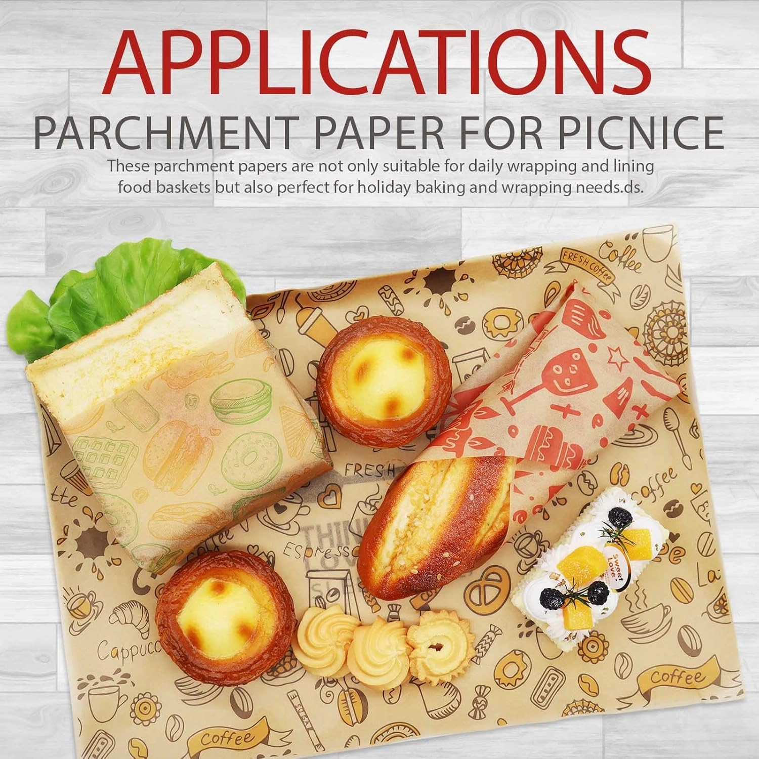 Food Paper Sheets 10"x10" - 300Pcs Paper Liners for Plastic Food Basket, Premium Deli Sandwich Wrappers, Best Kraft Food Wrapping Paper Sheets for Picnic, Festival, Fair or BBQ.