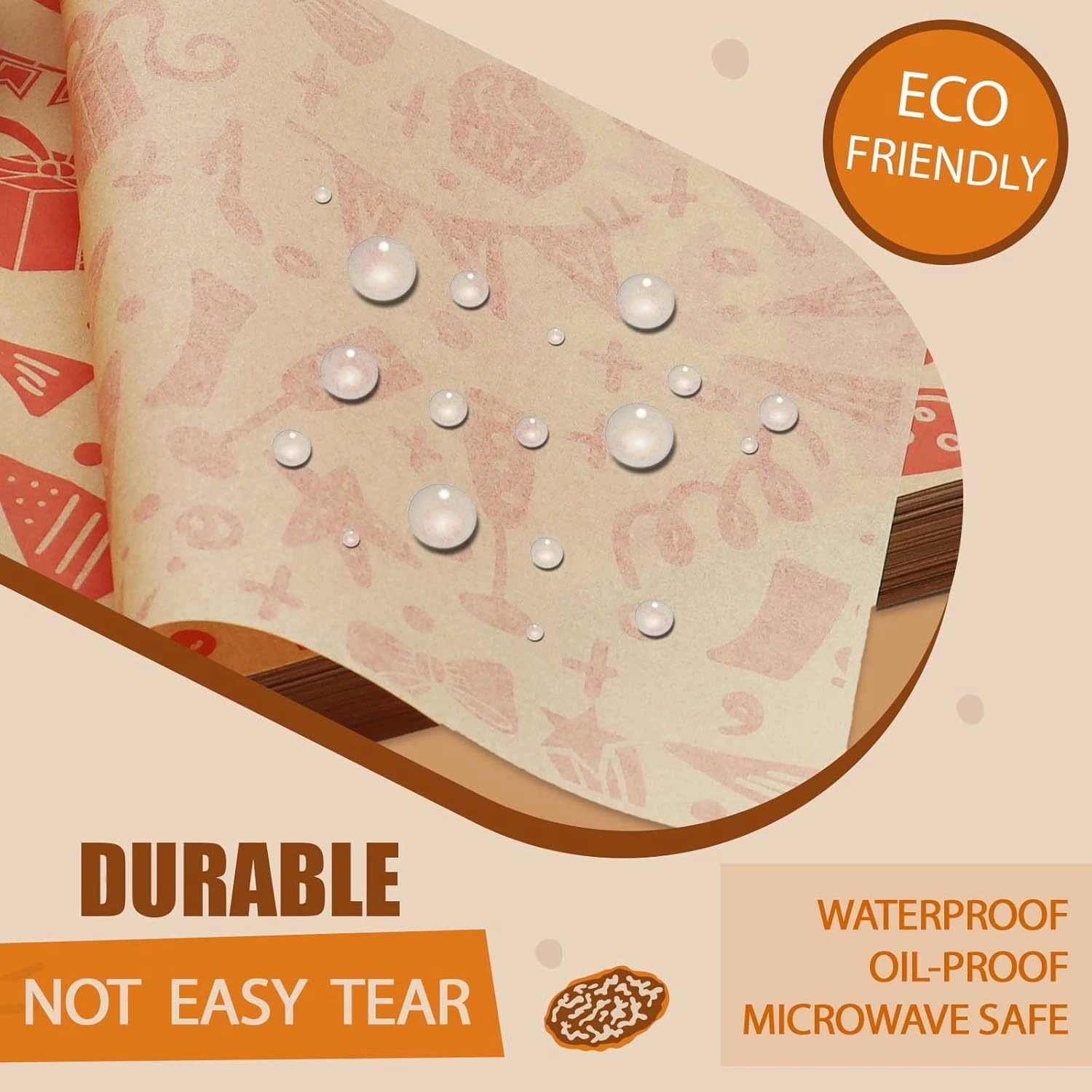 Food Paper Sheets 10"x10" - 300Pcs Paper Liners for Plastic Food Basket, Premium Deli Sandwich Wrappers, Best Kraft Food Wrapping Paper Sheets for Picnic, Festival, Fair or BBQ.