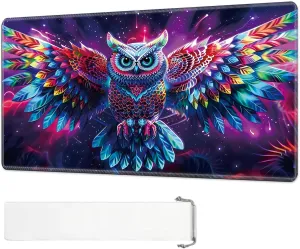 for MTG Playmat, Colorful Owl Magic Playmat, 24x14 inch Stylish for TCG Card Game Play Mat, Non-Slip Rubber Sole with Playmat Storage Bag, Multipurpose Gaming Playmat