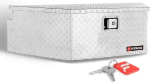 FORWODE 39 Inch Trailer Tongue Box Aluminum Trailer Tool Box for Storage Toolbox, Aluminum Diamond Plate Trailer Tongue Box with Lock - Silver