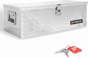 FORWODE 30 Inch Truck Bed Tool Box, Aluminum Heavy Duty Trailer Tool Box for Pickup Truck Bed RV, Toolbox Storage Box with Handle and Lock - Silver