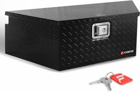 FORWODE 39 Inch Trailer Tongue Box Aluminum Trailer Tool Box for Storage Toolbox, Aluminum Diamond Plate Trailer Tongue Box with Lock - Black