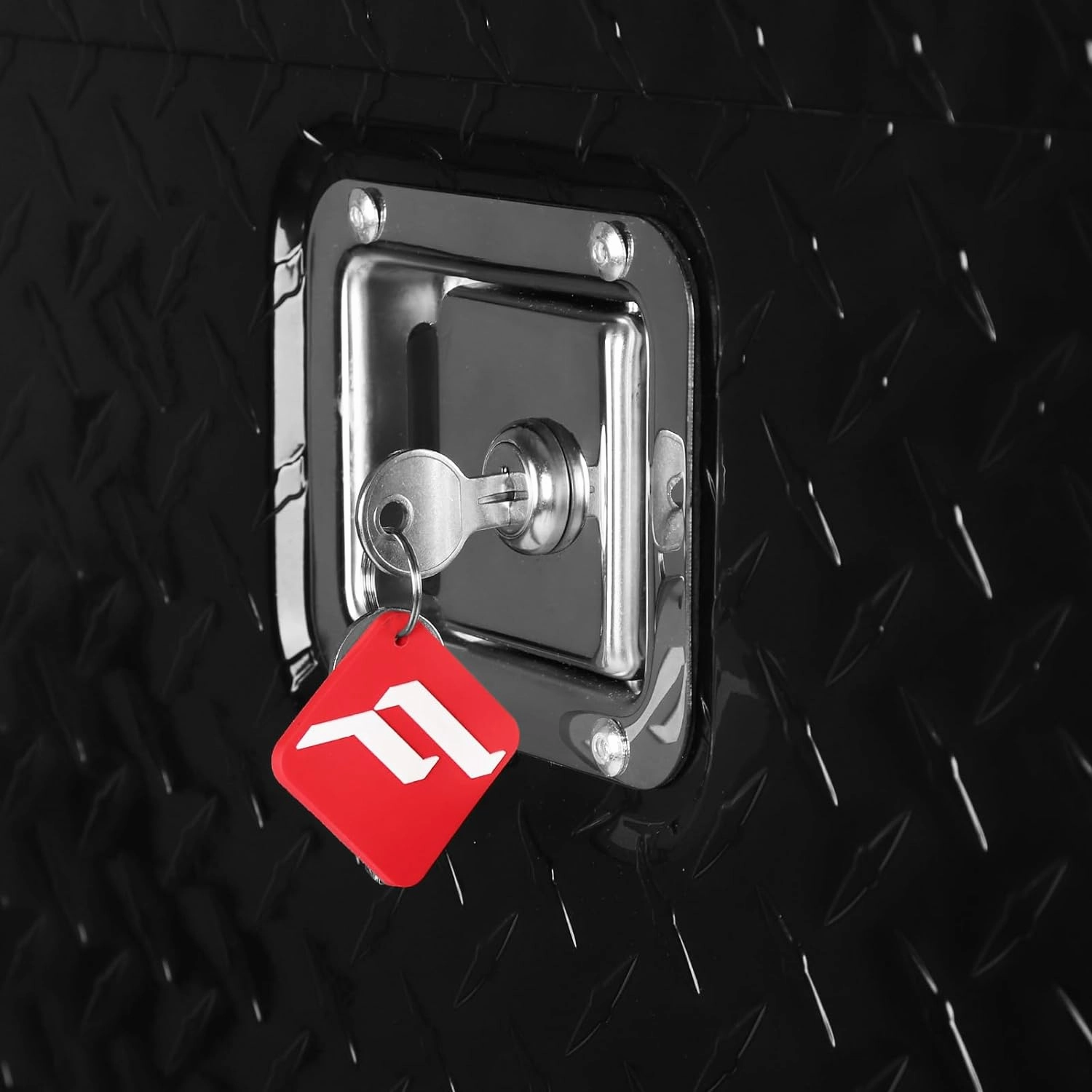 FORWODE 39 Inch Trailer Tongue Box Aluminum Trailer Tool Box for Storage Toolbox, Aluminum Diamond Plate Trailer Tongue Box with Lock - Black