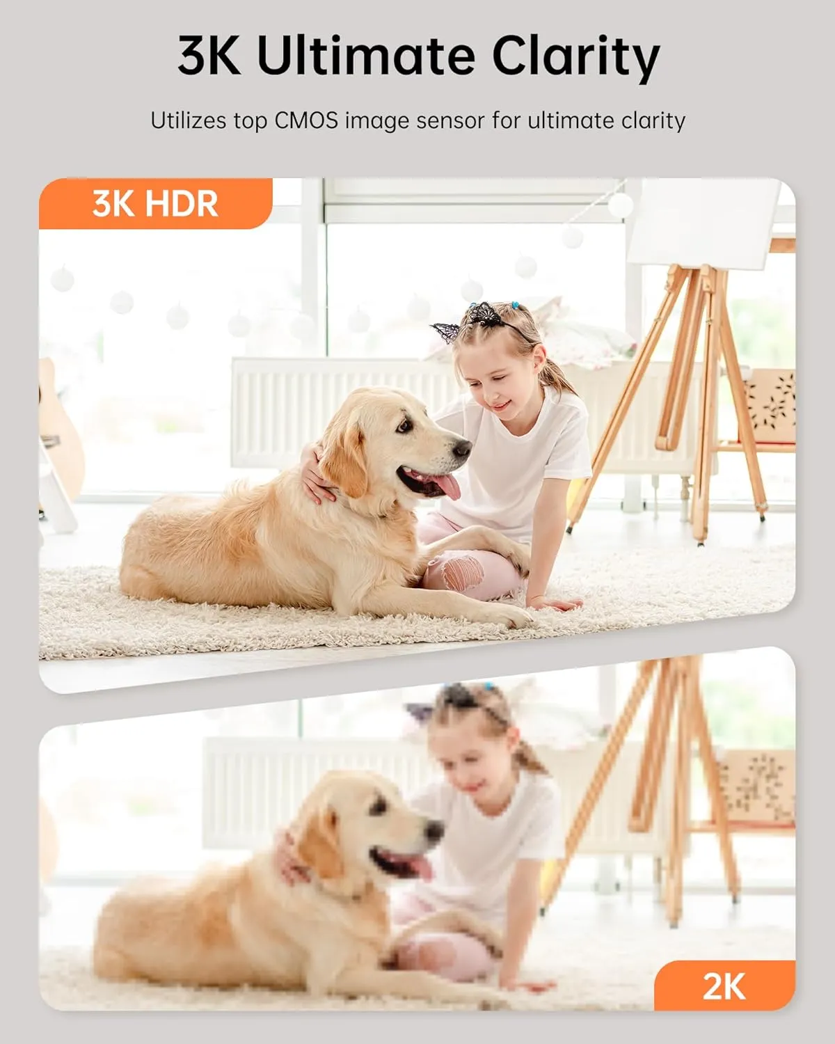 FOSCAM 3K 5MP WiFi Pet Cameras for Home Security, 2.4GHz Indoor Camera Baby Monitor with 360° Pan Tilt, 2-Way Audio, 20X Digital Zoom, Night Vision, AI Human Detection, Cloud & SD Card Storage