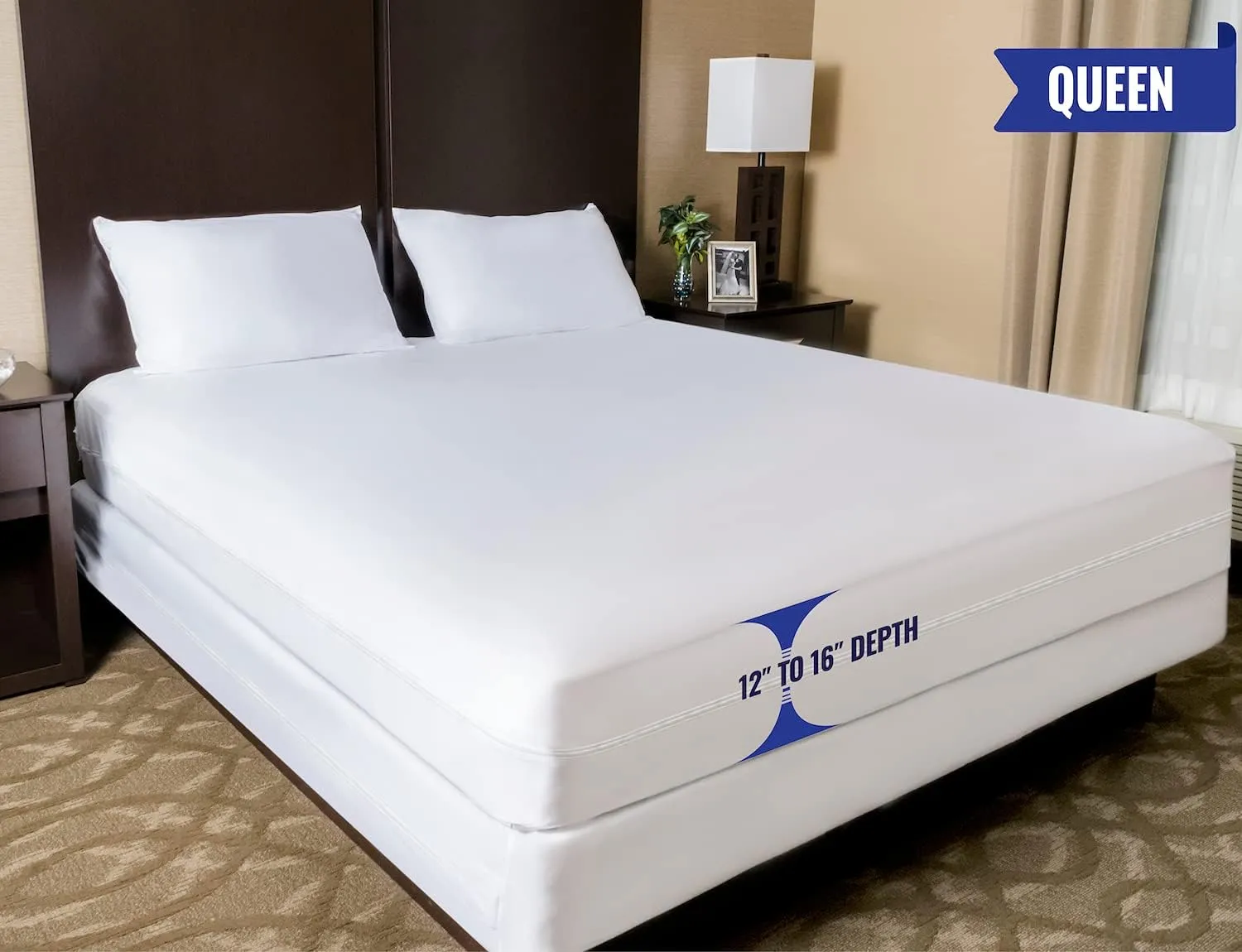 Four Seasons Essentials Queen Mattress Protector - Zippered Bedbug Waterproof Mattress Cover, Premium Quality Hypoallergenic Bed Encasement White