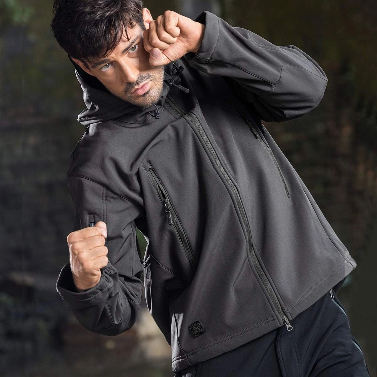 FREE SOLDIER Men's Outdoor Waterproof Soft Shell Hooded Military Tactical Jacket
